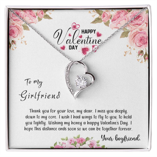 valentine-31c Forever Love Necklace, Gift to my Girlfriend with Beautiful Message Card