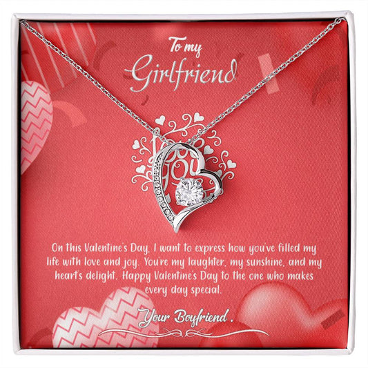 valentine-4c Forever Love Necklace, Gift to my Girlfriend with Beautiful Message Card