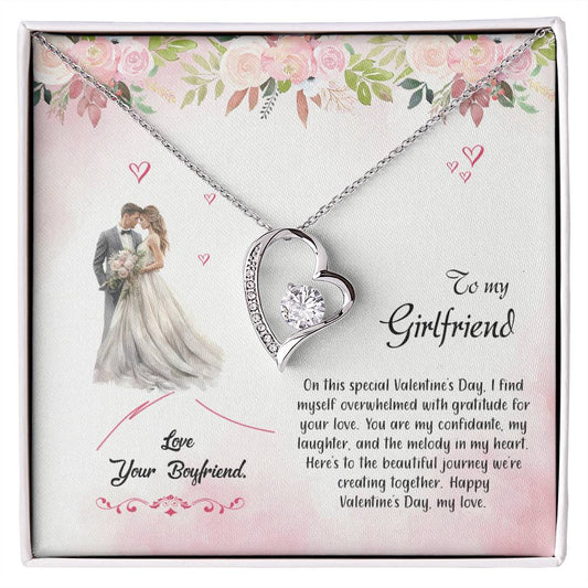 valentine-6c Forever Love Necklace, Gift to my Girlfriend with Beautiful Message Card