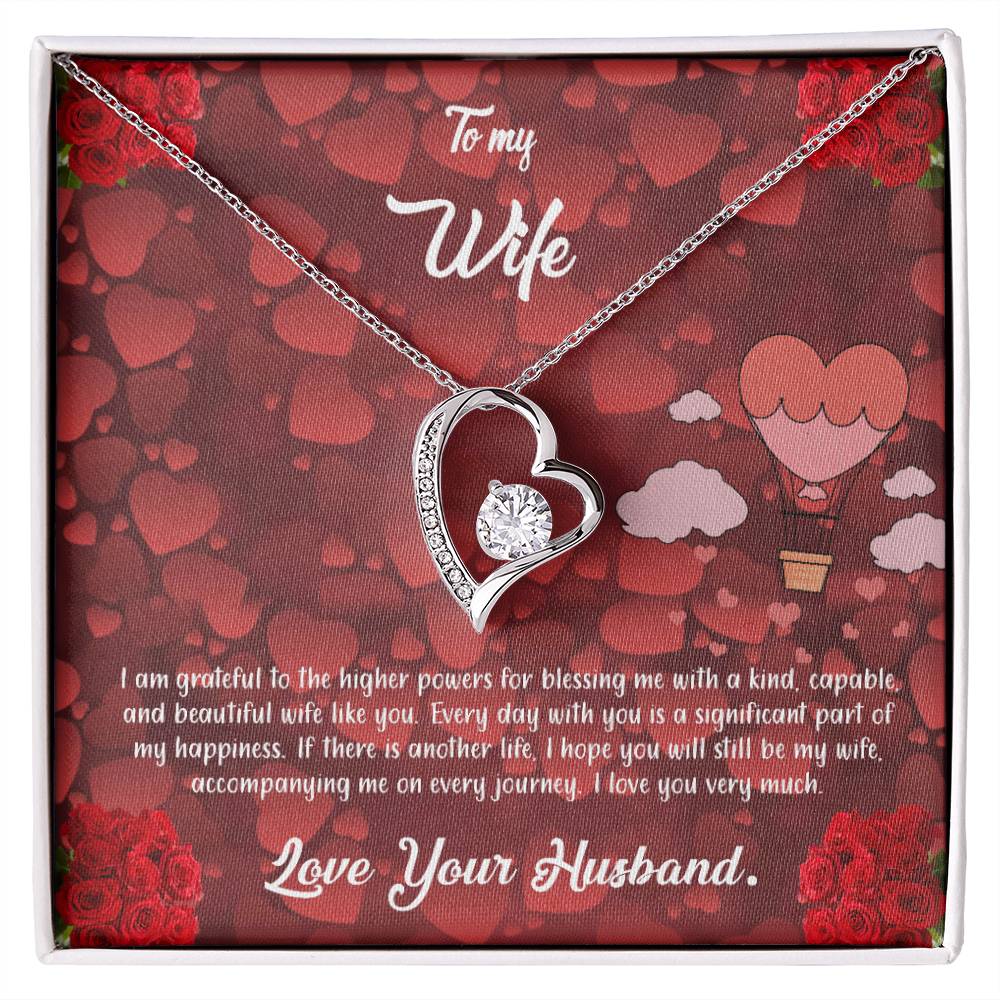 valentine-27a Forever Love Necklace, Gift to my Wife with Beautiful Message Card