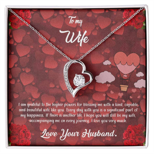 valentine-27a Forever Love Necklace, Gift to my Wife with Beautiful Message Card