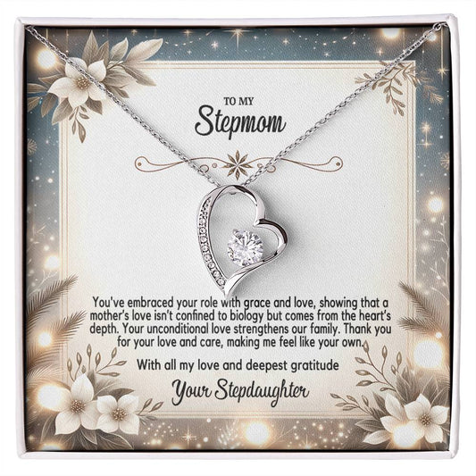 4055(c) Forever Love Necklace, Gift to my Stepmom with Beautiful Message Card