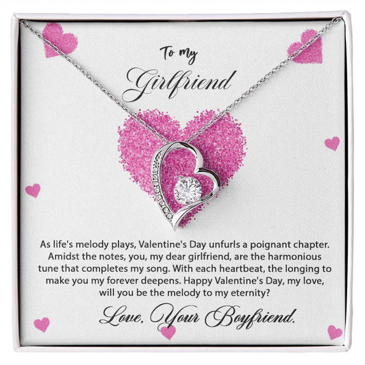 valentine-8c Forever Love Necklace, Gift to my Girlfriend with Beautiful Message Card