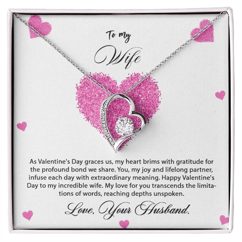 valentine-8a Forever Love Necklace, Gift to my Wife with Beautiful Message Card