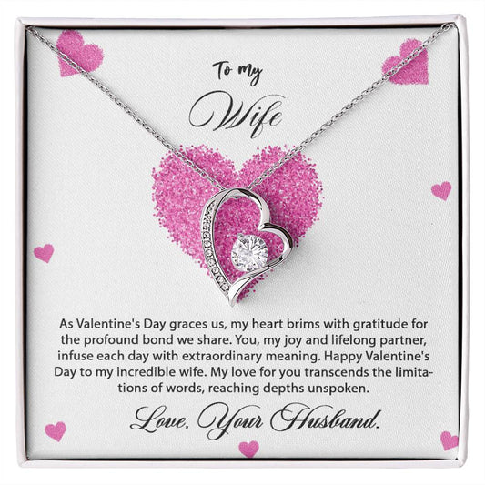 valentine-8a Forever Love Necklace, Gift to my Wife with Beautiful Message Card