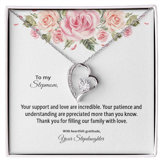 4031d Forever Love Necklace, Gift to my Stepmom with Beautiful Message Card