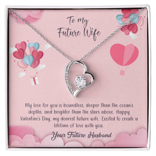 valentine-28d Forever Love Necklace, Gift to my Future Wife with Beautiful Message Card