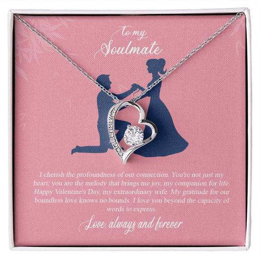 valentine-2b Forever Love Necklace, Gift to My Soulmate with Beautiful Message Card