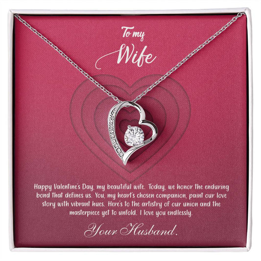 valentine-9a Forever Love Necklace, Gift to my Wife with Beautiful Message Card