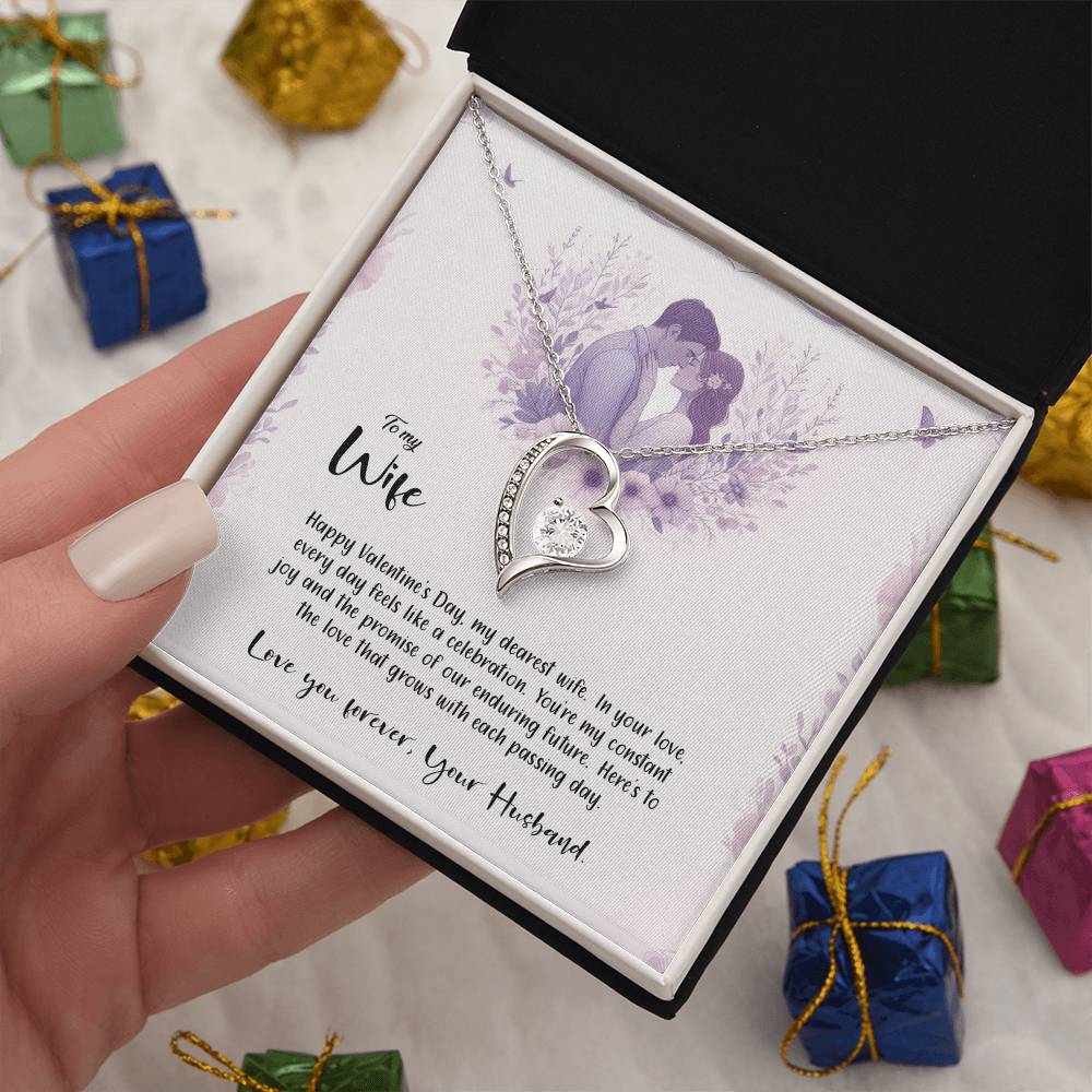 Valentine-st14a Forever Love Necklace, Gift to my Wife with Beautiful Message Card