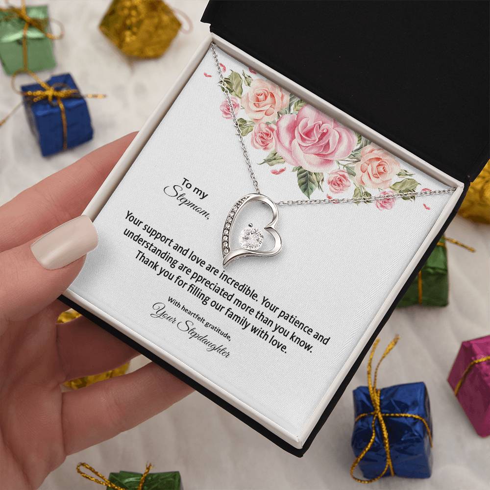 4031d Forever Love Necklace, Gift to my Stepmom with Beautiful Message Card