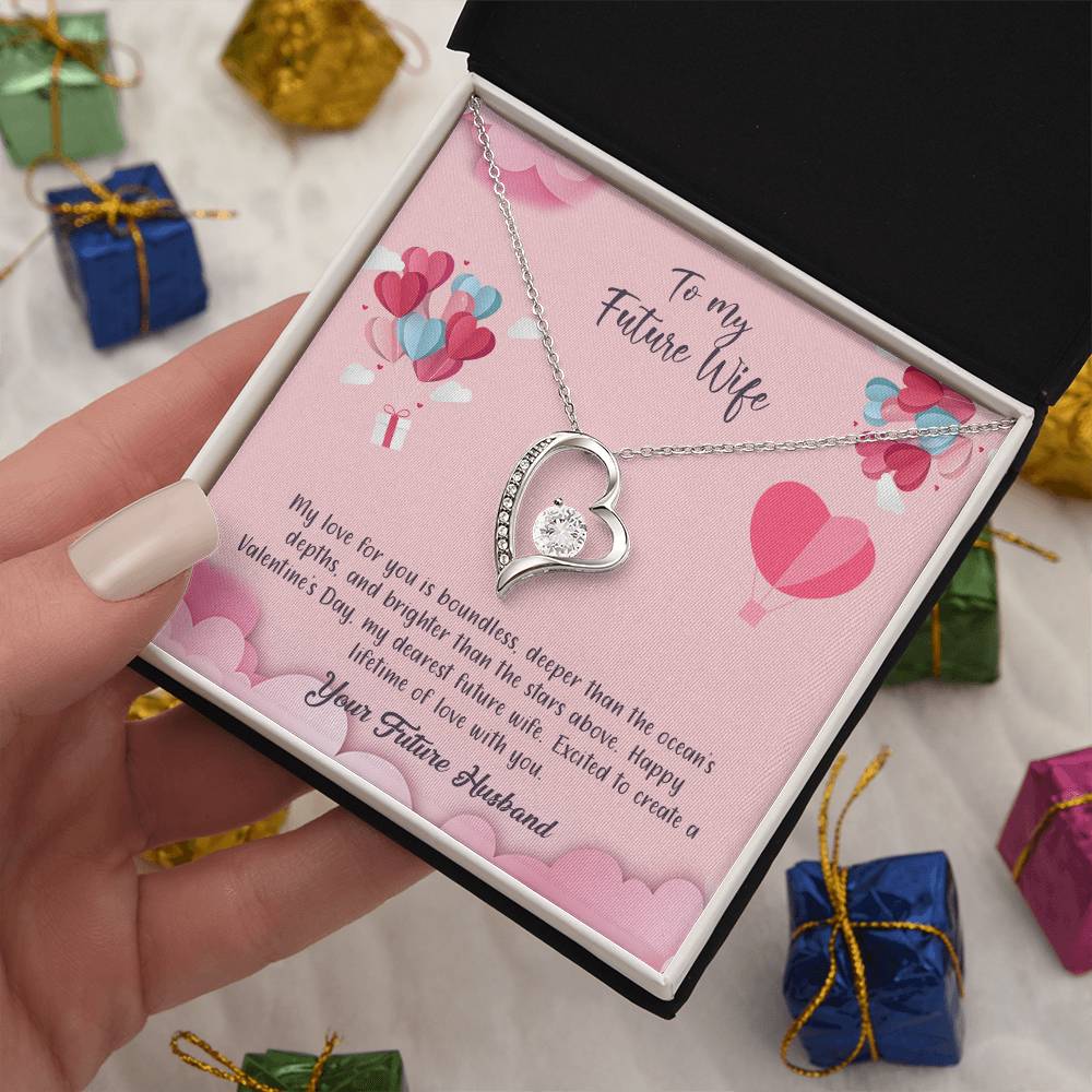 valentine-28d Forever Love Necklace, Gift to my Future Wife with Beautiful Message Card