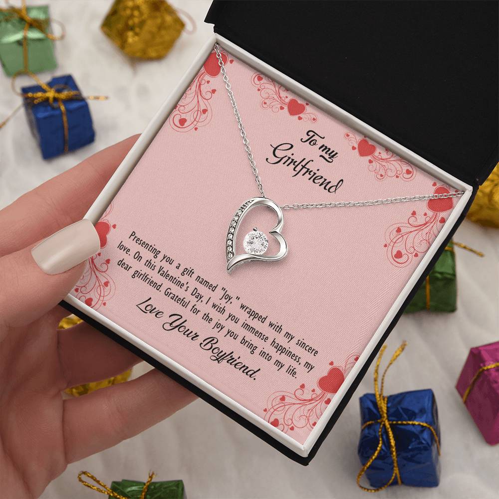 valentine-29c Forever Love Necklace, Gift to my Girlfriend with Beautiful Message Card