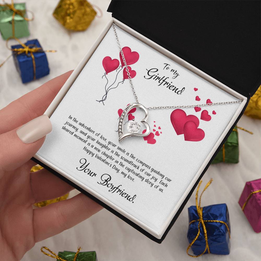 valentine-11c Forever Love Necklace, Gift to my Girlfriend with Beautiful Message Card