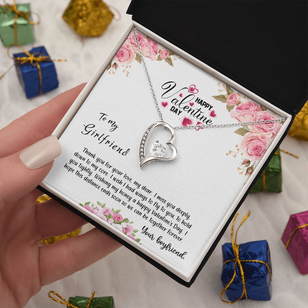 valentine-31c Forever Love Necklace, Gift to my Girlfriend with Beautiful Message Card