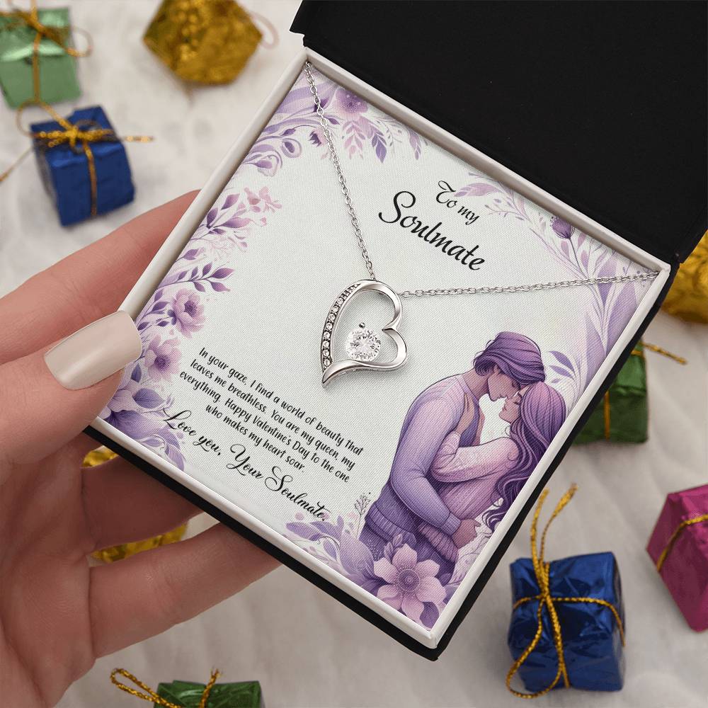 Valentine-st25b Forever Love Necklace, Gift to My Soulmate with Beautiful Message Card