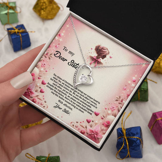 4058e Forever Love Necklace, Gift to my Sister with Beautiful Message Card