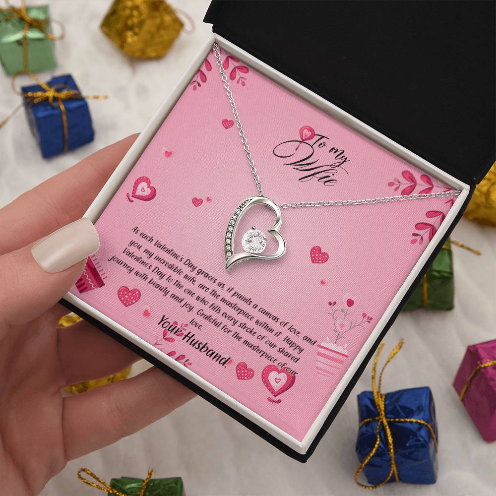 valentine-16a Forever Love Necklace, Gift to my Wife with Beautiful Message Card