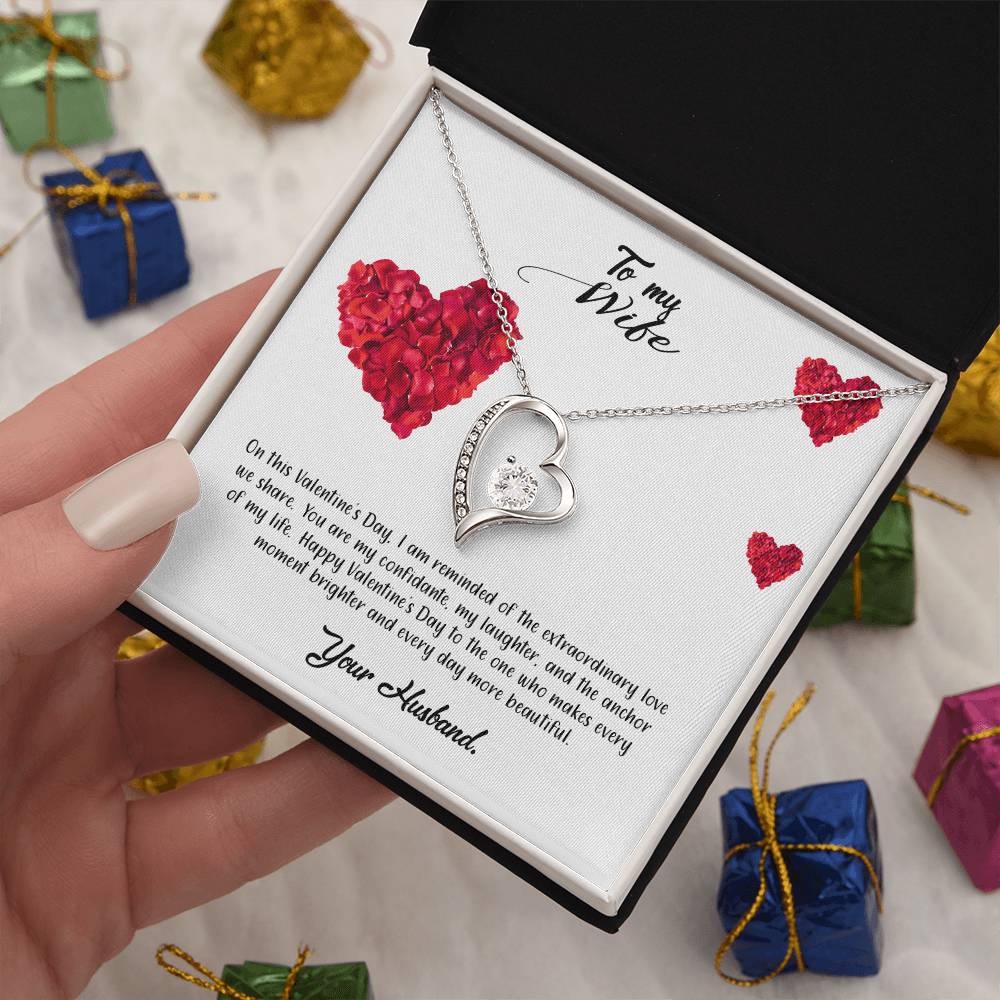 valentine-17a Forever Love Necklace, Gift to my Wife with Beautiful Message Card