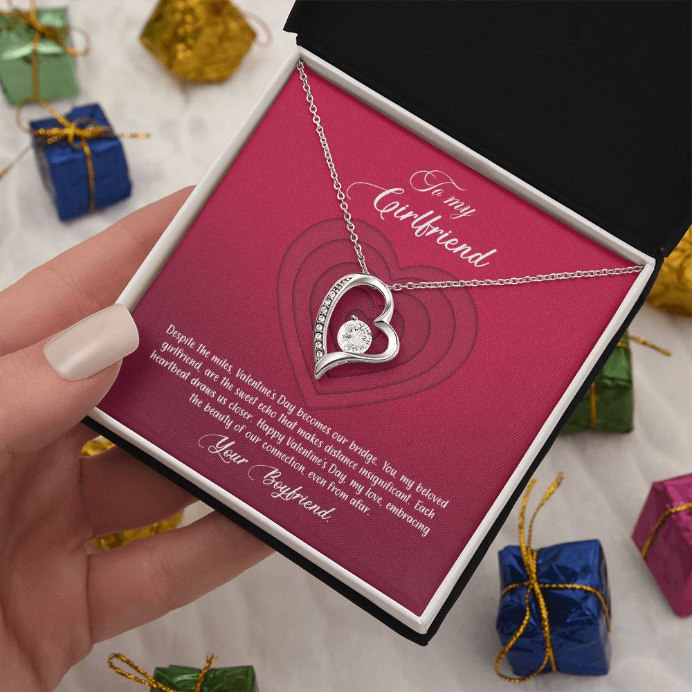 valentine-9c Forever Love Necklace, Gift to my Girlfriend with Beautiful Message Card