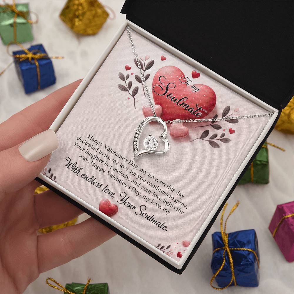 Valentine-st13b Forever Love Necklace, Gift to My Soulmate with Beautiful Message Card