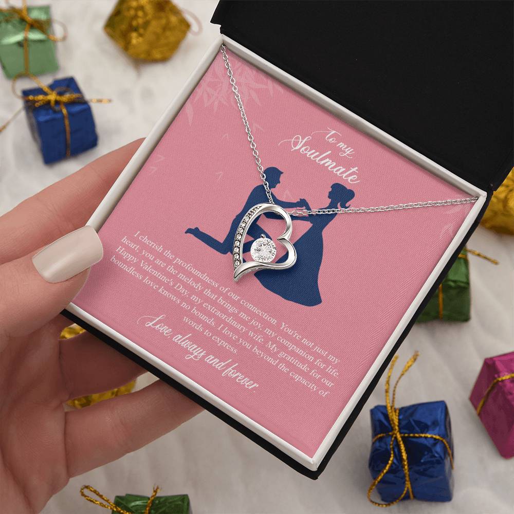 valentine-2b Forever Love Necklace, Gift to My Soulmate with Beautiful Message Card