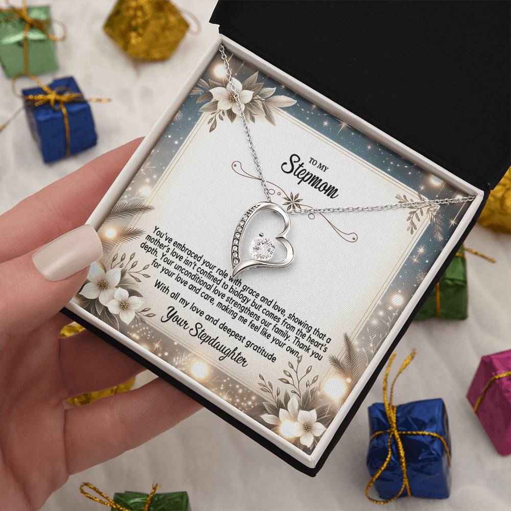 4055(c) Forever Love Necklace, Gift to my Stepmom with Beautiful Message Card