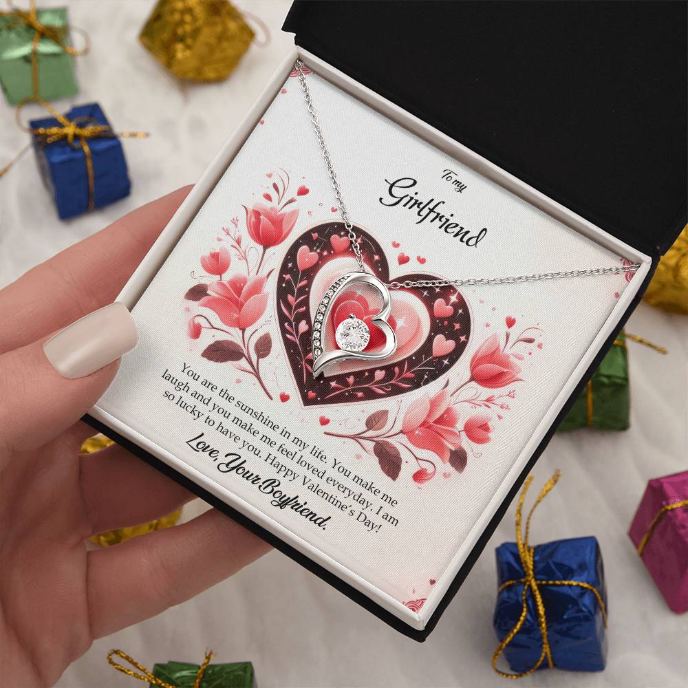 Valentine-st5c Forever Love Necklace, Gift to my Girlfriend with Beautiful Message Card