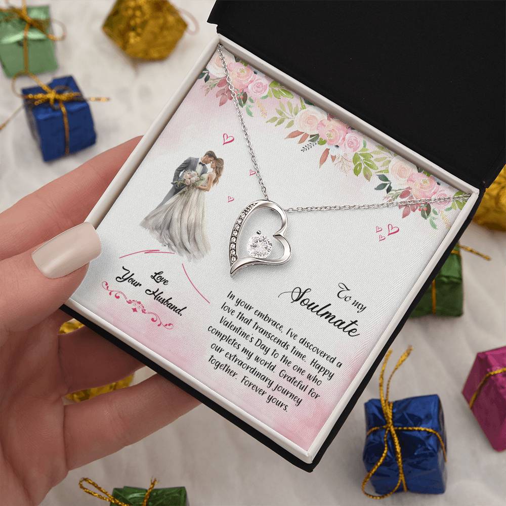 valentine-6b Forever Love Necklace, Gift to My Soulmate with Beautiful Message Card