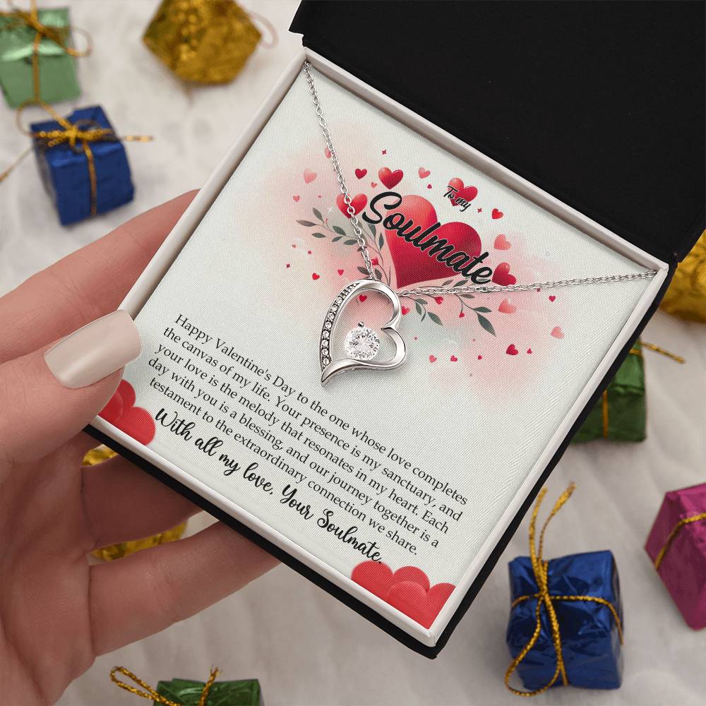 Valentine-st11b Forever Love Necklace, Gift to My Soulmate with Beautiful Message Card