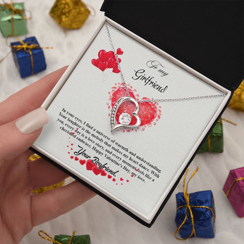 valentine-20c Forever Love Necklace, Gift to my Girlfriend with Beautiful Message Card