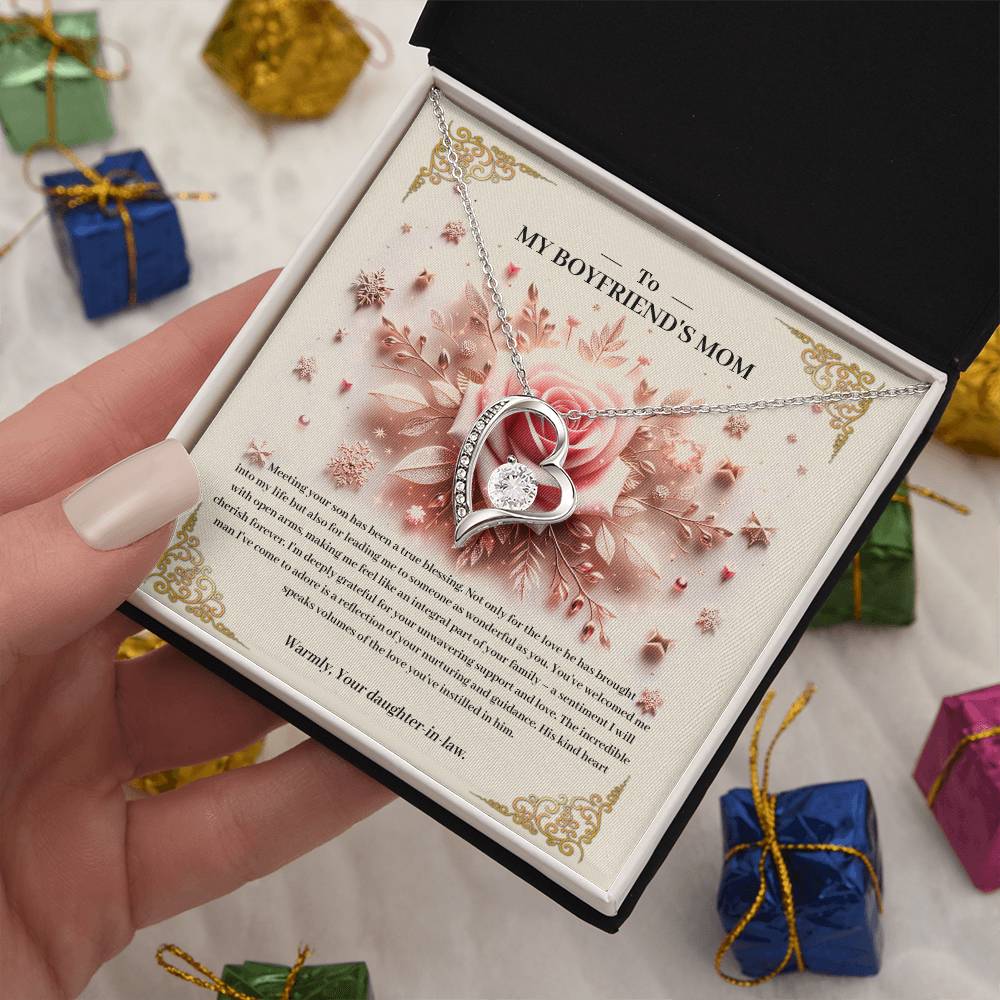 95341a Forever Love Necklace, Gift to my Boyfriend's Mom with Beautiful Message Card