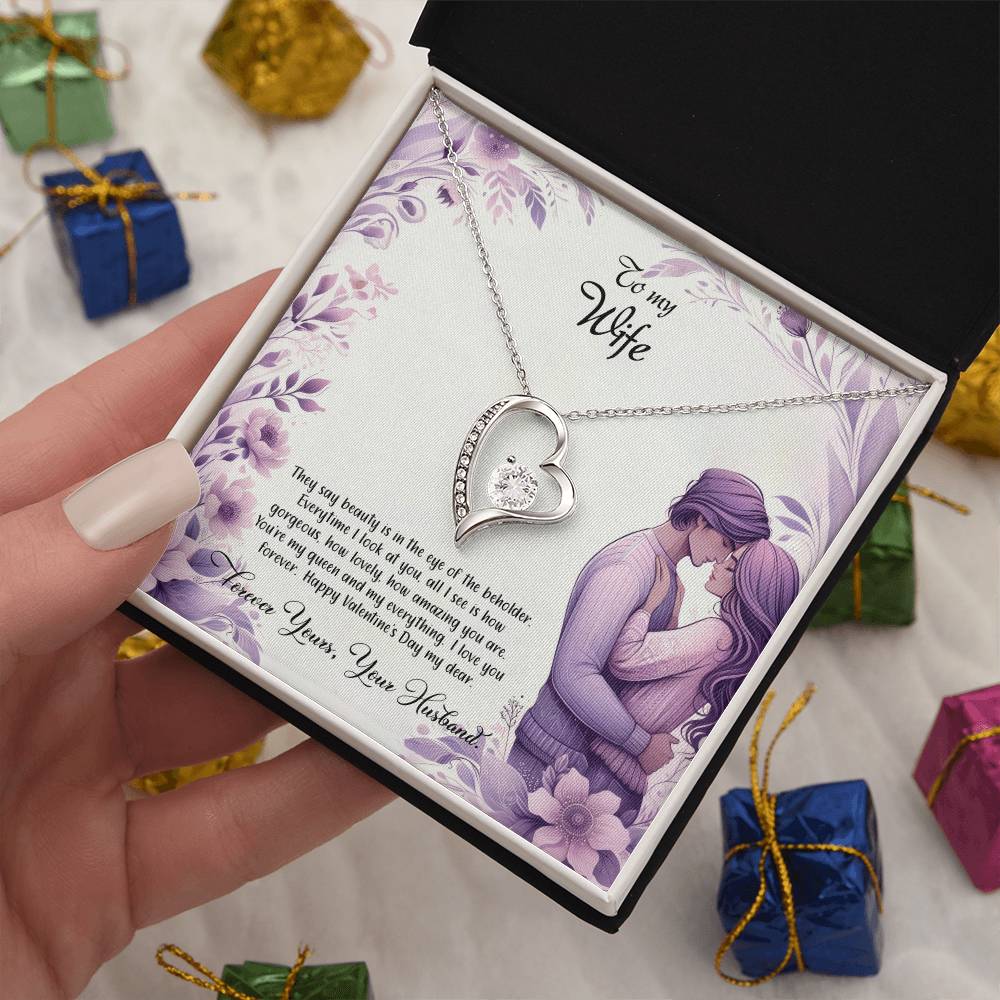 Valentine-st25a Forever Love Necklace, Gift to my Wife with Beautiful Message Card