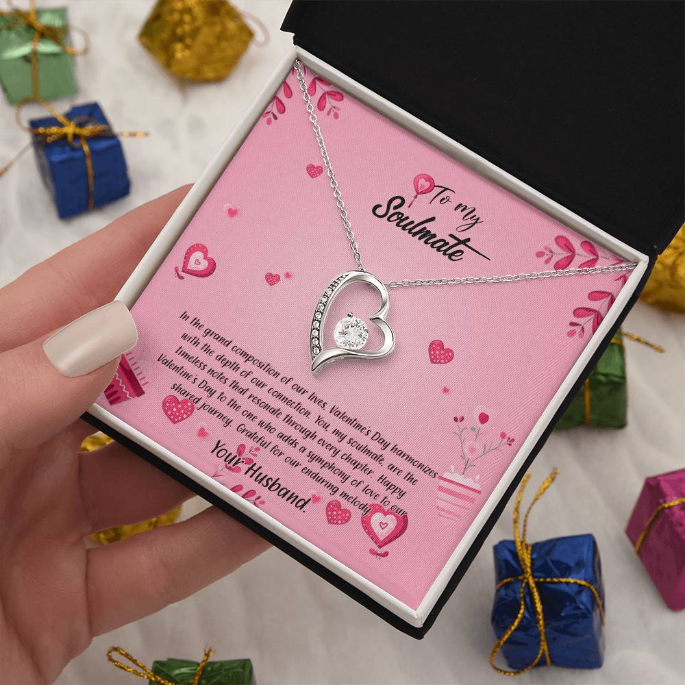 valentine-16b Forever Love Necklace, Gift to My Soulmate with Beautiful Message Card