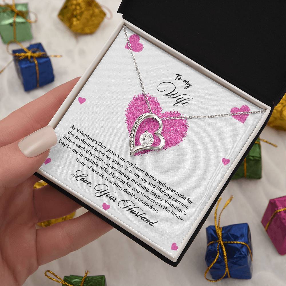 valentine-8a Forever Love Necklace, Gift to my Wife with Beautiful Message Card