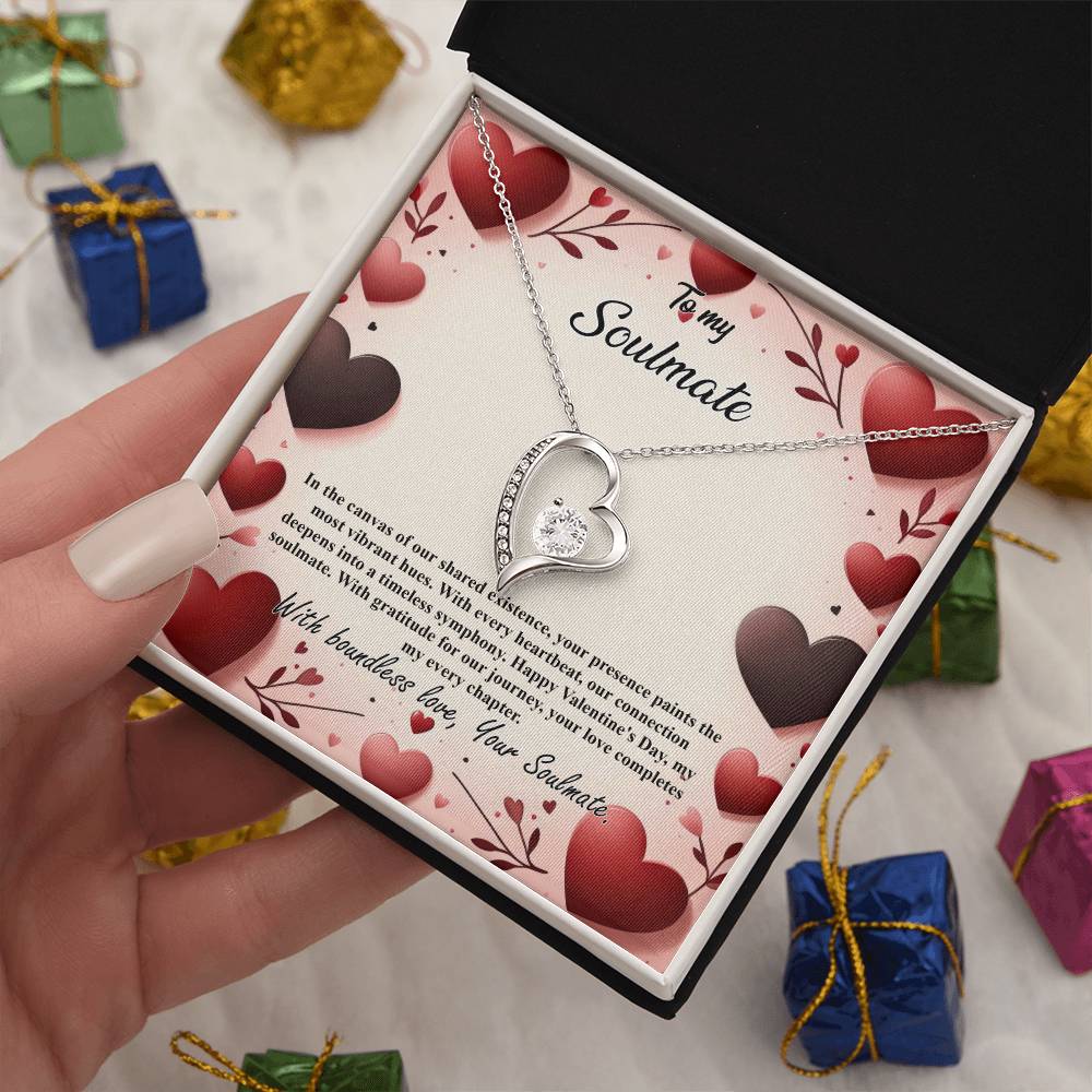 Valentine-st7b Forever Love Necklace, Gift to My Soulmate with Beautiful Message Card