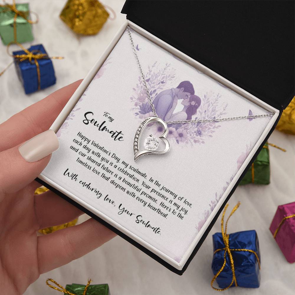 Valentine-st14b Forever Love Necklace, Gift to My Soulmate with Beautiful Message Card