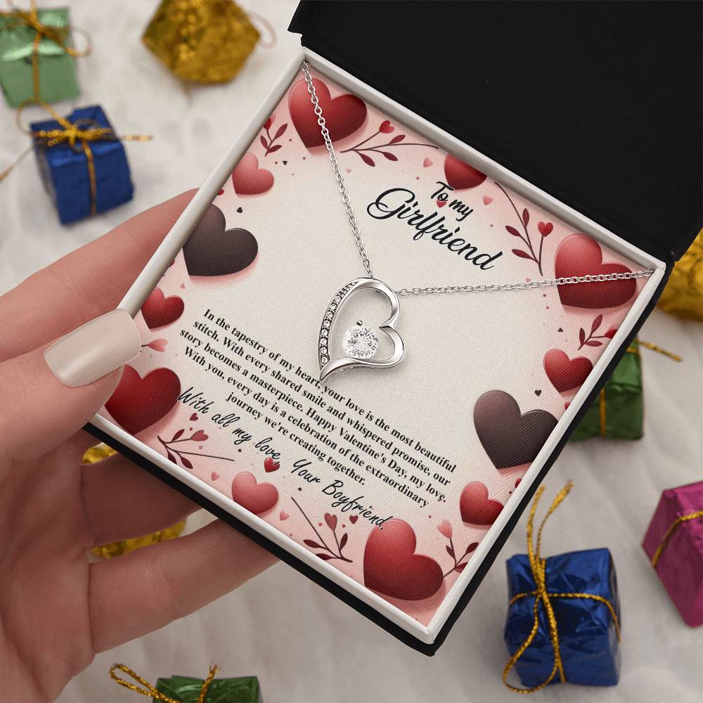 Valentine-st7c Forever Love Necklace, Gift to my Girlfriend with Beautiful Message Card