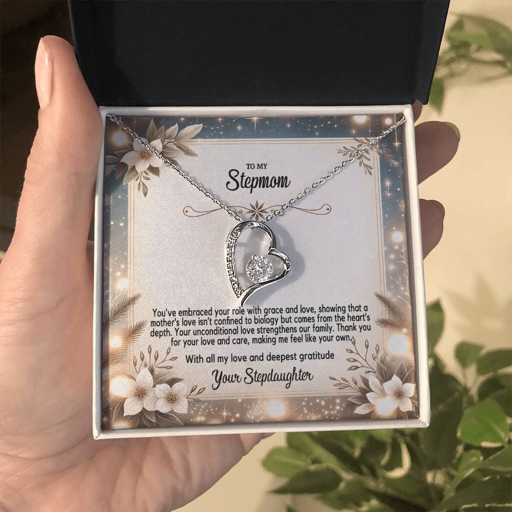 4055(c) Forever Love Necklace, Gift to my Stepmom with Beautiful Message Card