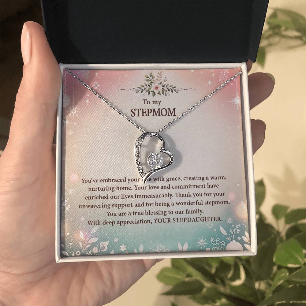 4057k Forever Love Necklace, Gift to my Stepmom with Beautiful Message Card