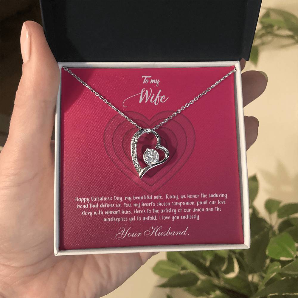 valentine-9a Forever Love Necklace, Gift to my Wife with Beautiful Message Card