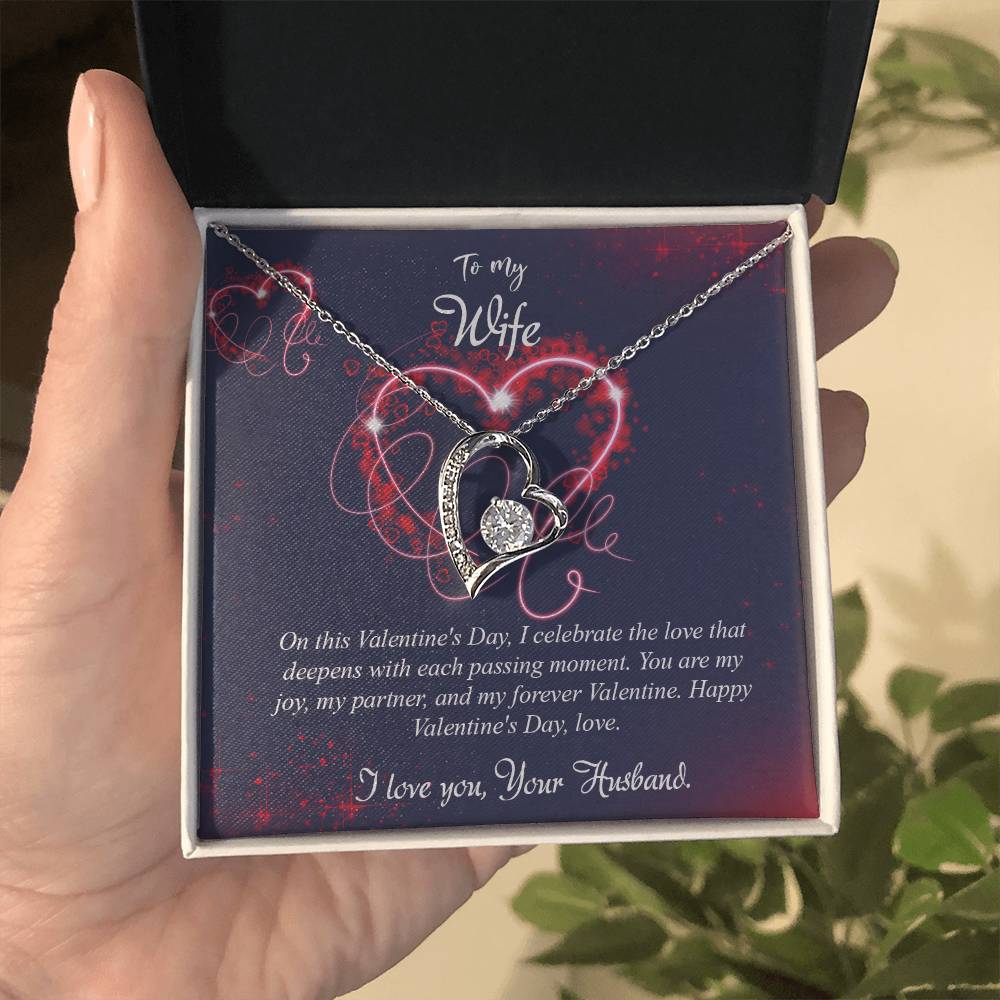 valentine-7a Forever Love Necklace, Gift to my Wife with Beautiful Message Card