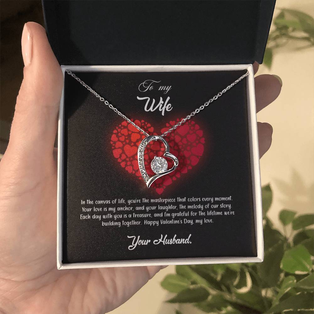 valentine-23a Forever Love Necklace, Gift to my Wife with Beautiful Message Card