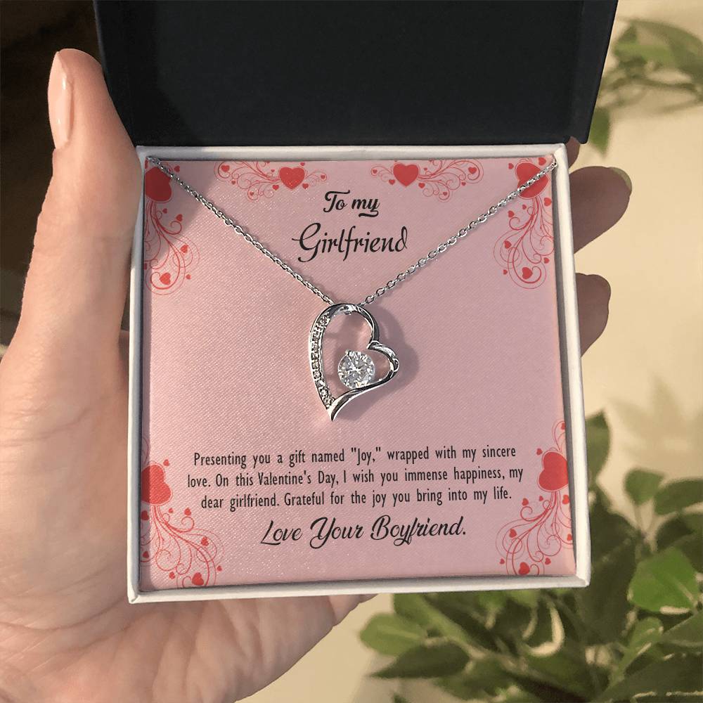 valentine-29c Forever Love Necklace, Gift to my Girlfriend with Beautiful Message Card