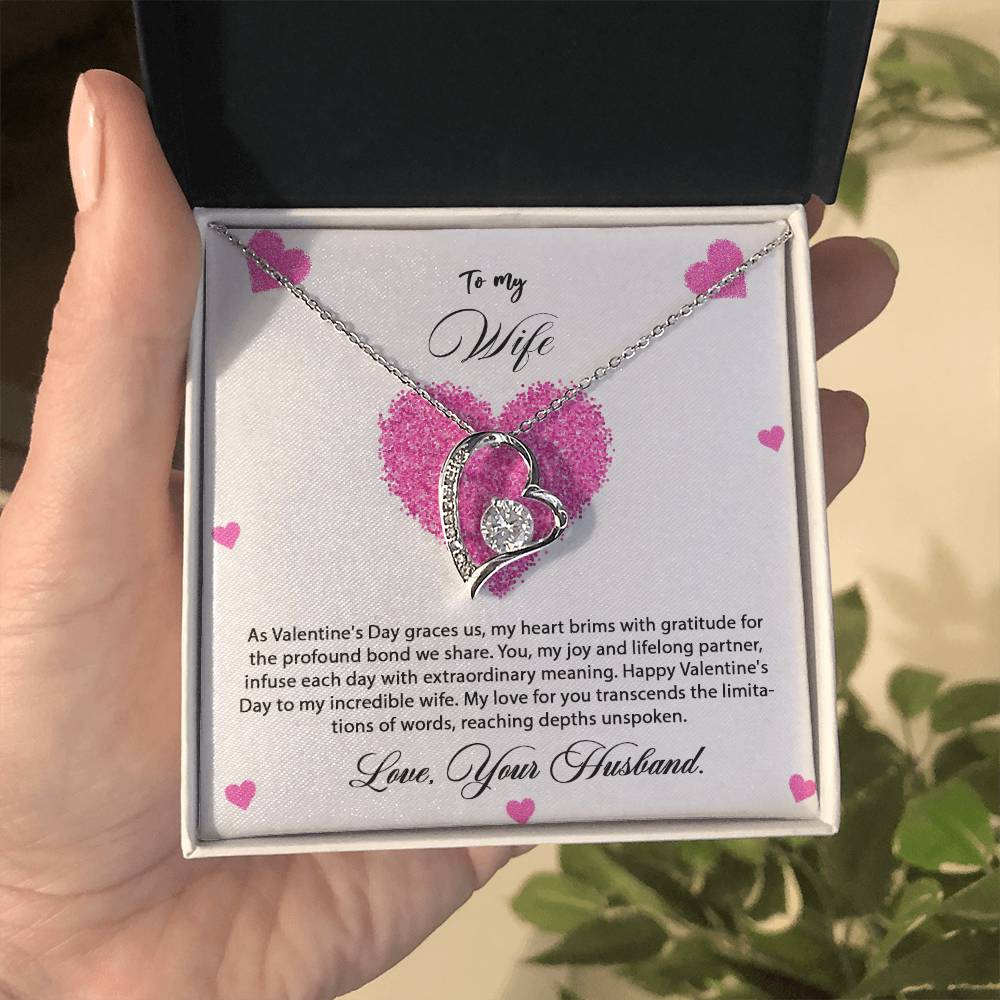 valentine-8a Forever Love Necklace, Gift to my Wife with Beautiful Message Card