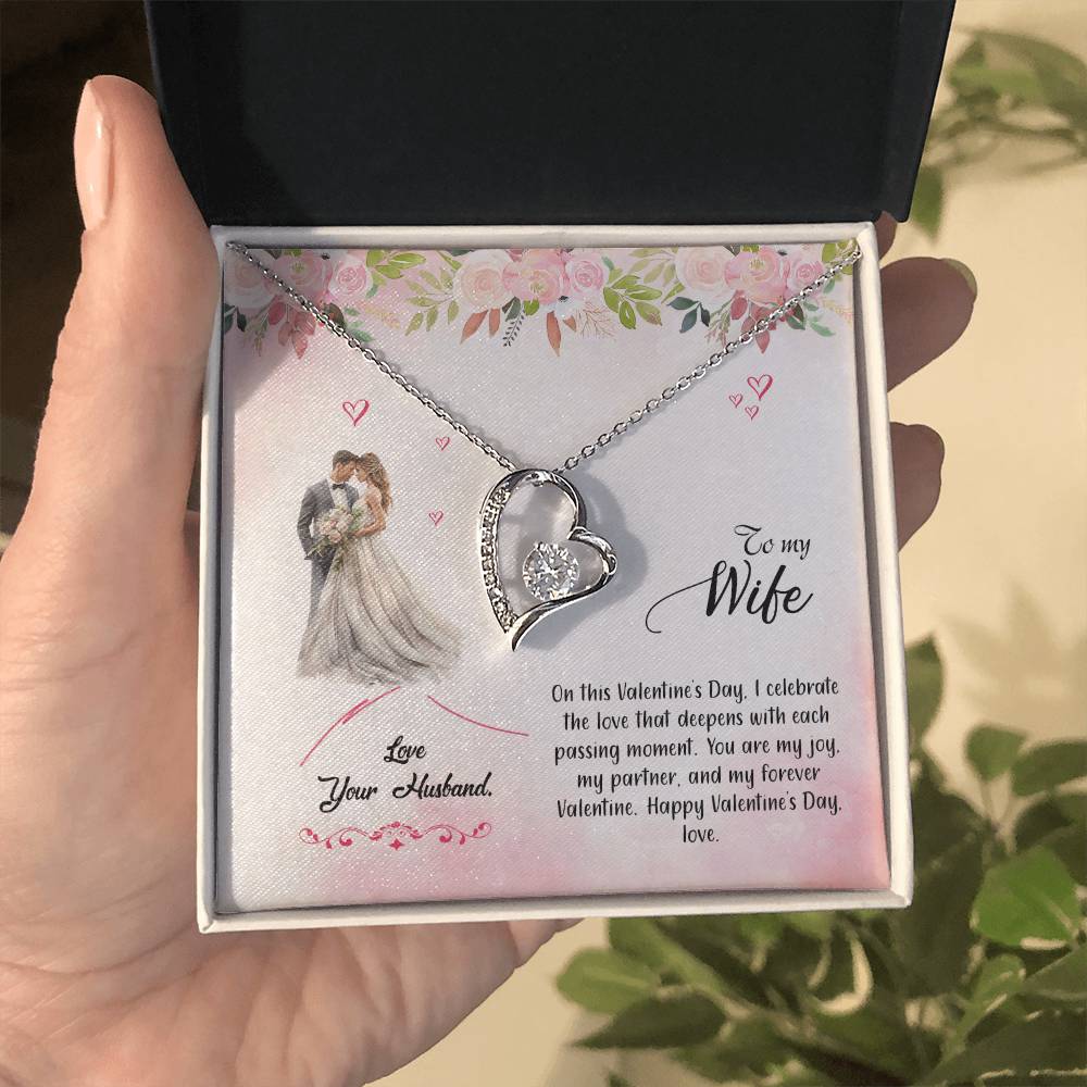 valentine-6a Forever Love Necklace, Gift to my Wife with Beautiful Message Card