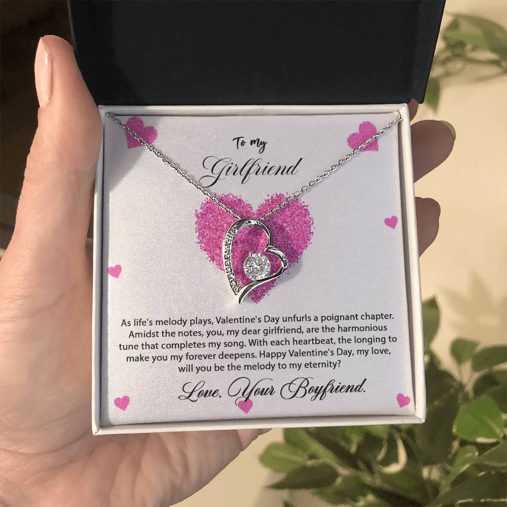 valentine-8c Forever Love Necklace, Gift to my Girlfriend with Beautiful Message Card