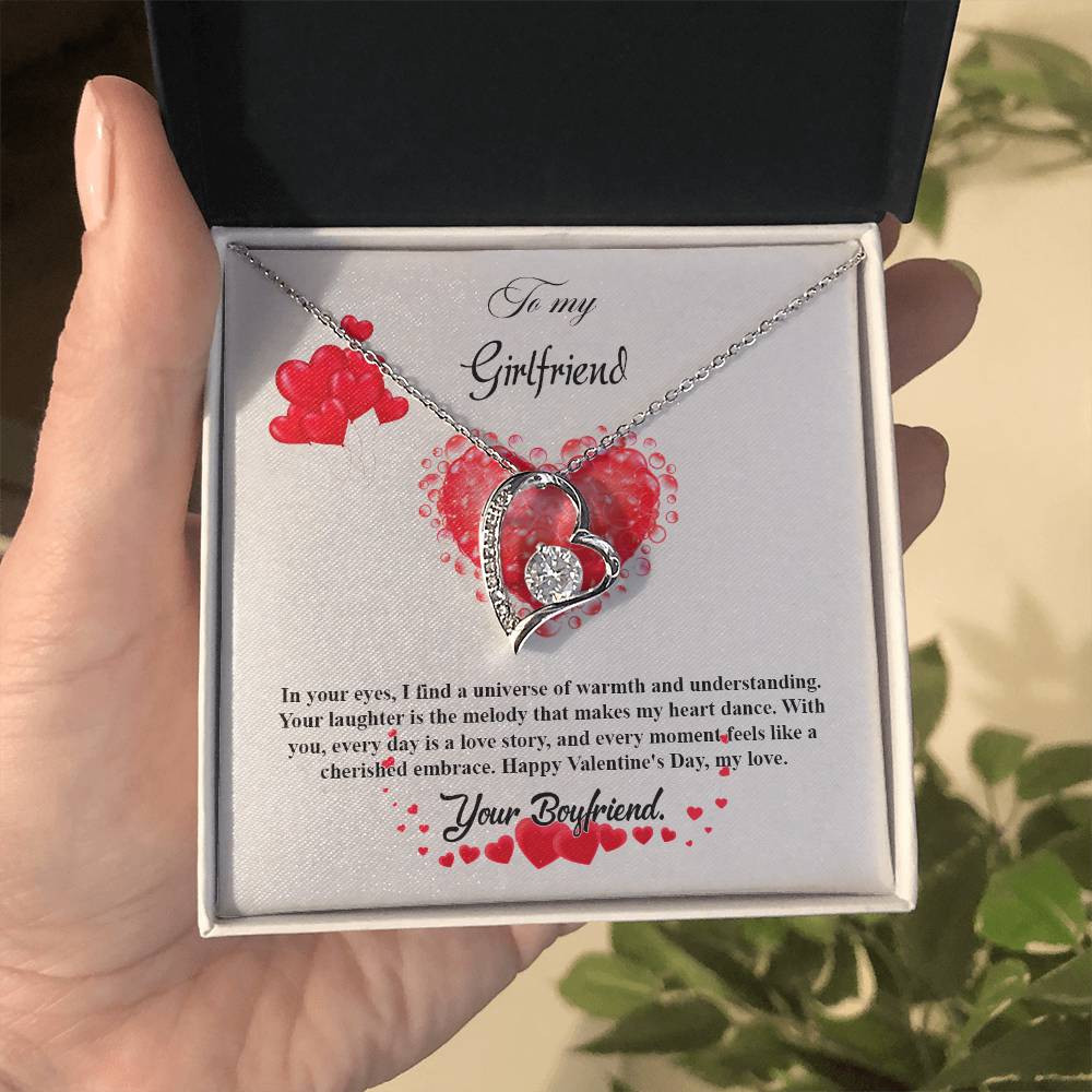 valentine-20c Forever Love Necklace, Gift to my Girlfriend with Beautiful Message Card