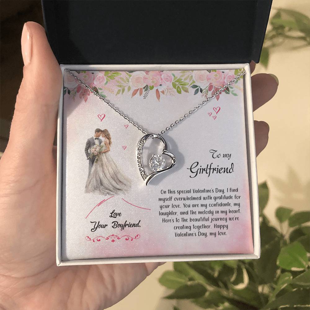 valentine-6c Forever Love Necklace, Gift to my Girlfriend with Beautiful Message Card