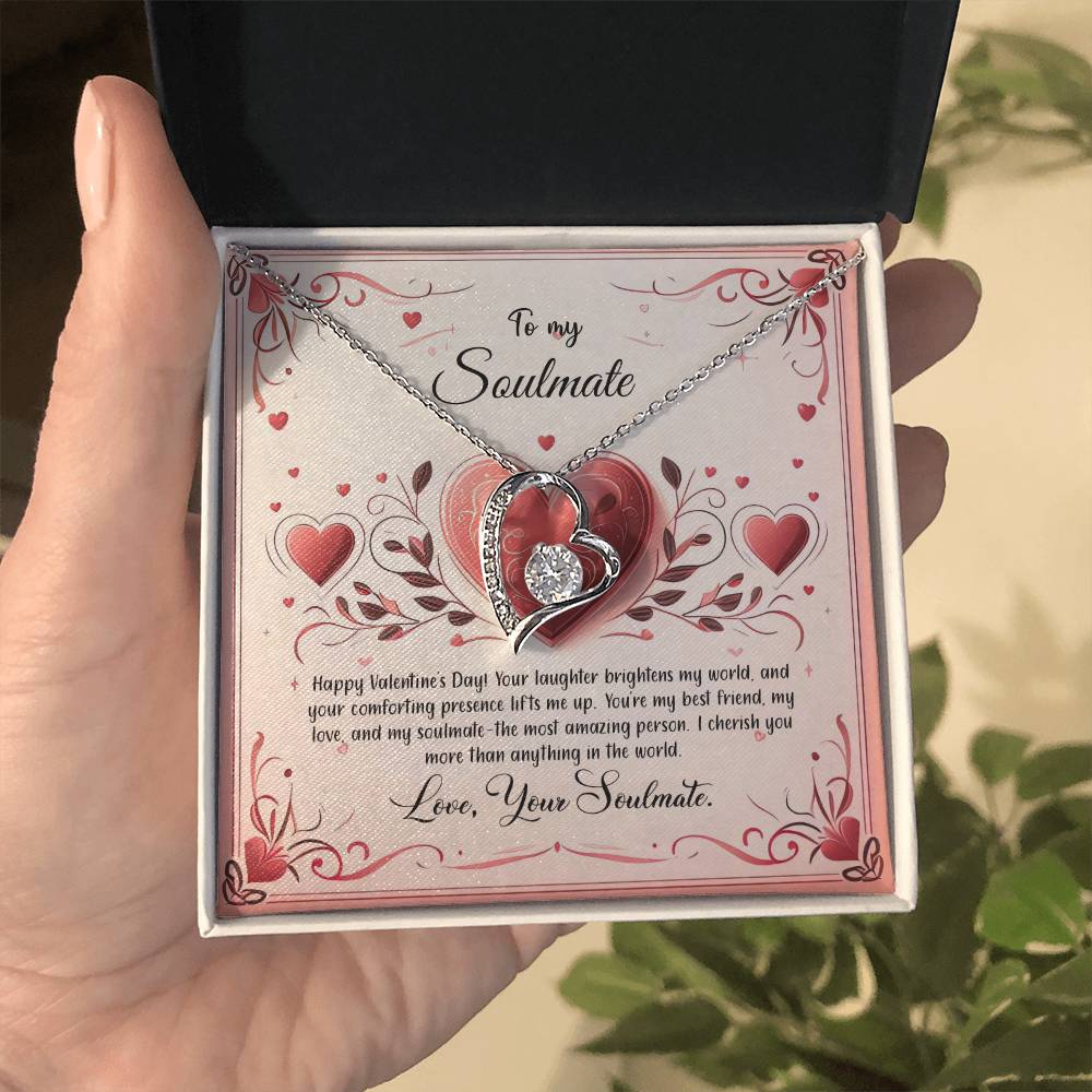 Valentine-st12b Forever Love Necklace, Gift to My Soulmate with Beautiful Message Card